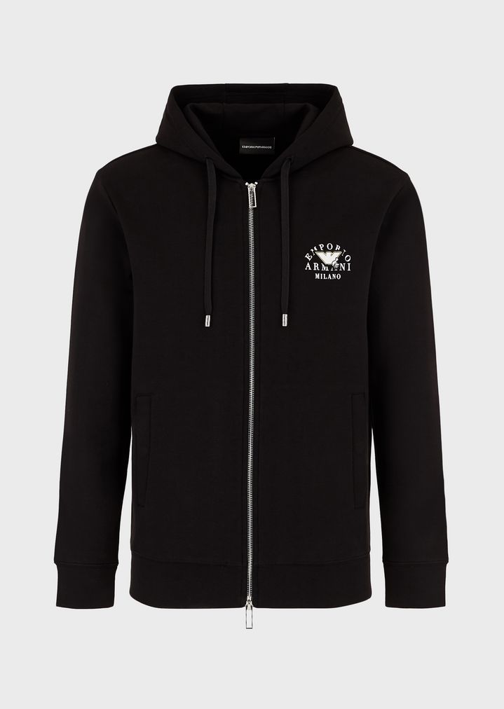 Sweatjacke mit Reißverschluss und Kapuze mit Emoticon-Patch Sweatjacke mit Reißverschluss und Kapuze mit Emoticon-Patch