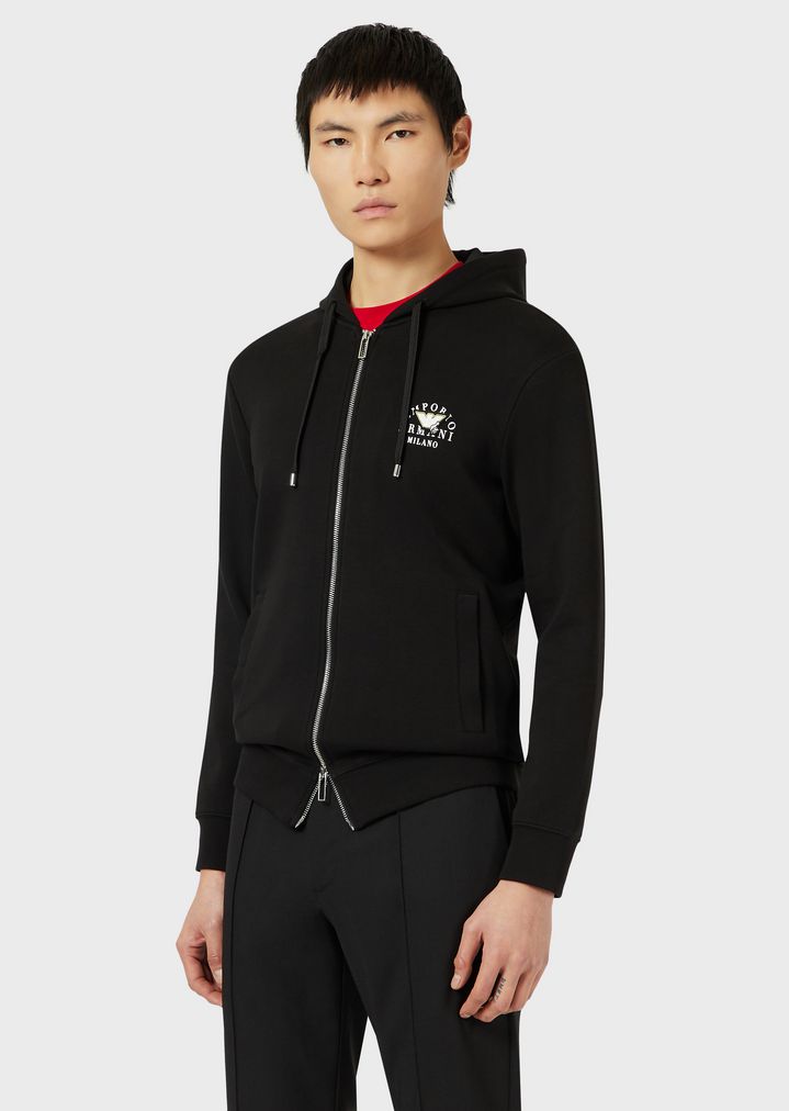 Sweatjacke mit Reißverschluss und Kapuze mit Emoticon-Patch Sweatjacke mit Reißverschluss und Kapuze mit Emoticon-Patch