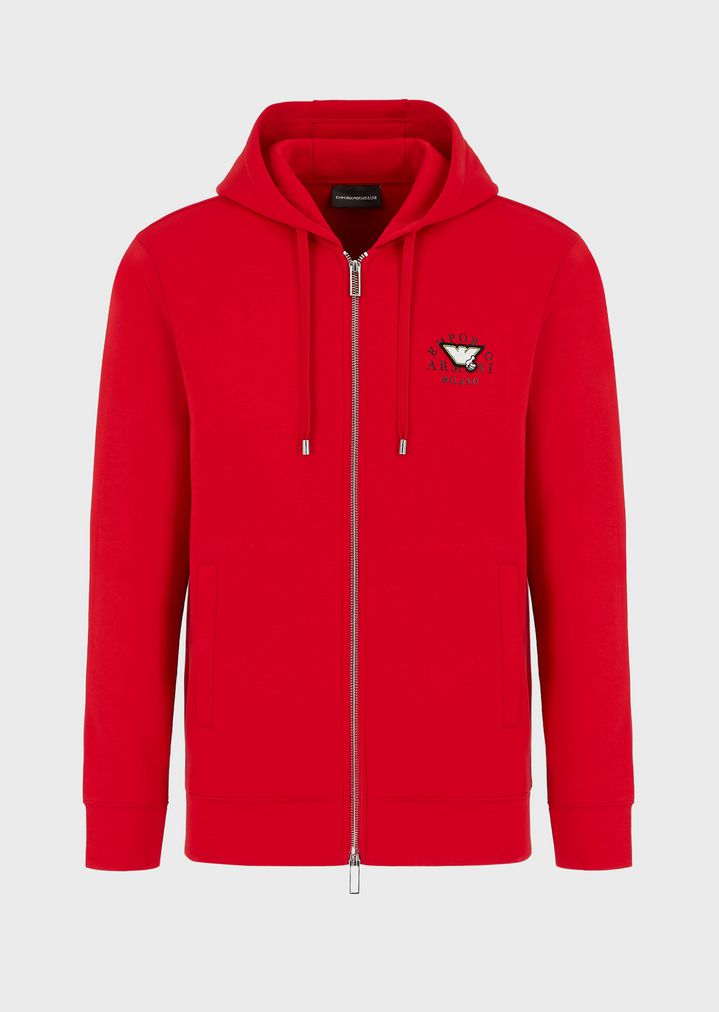 Sweatjacke mit Reißverschluss und Kapuze mit Emoticon-Patch Sweatjacke mit Reißverschluss und Kapuze mit Emoticon-Patch