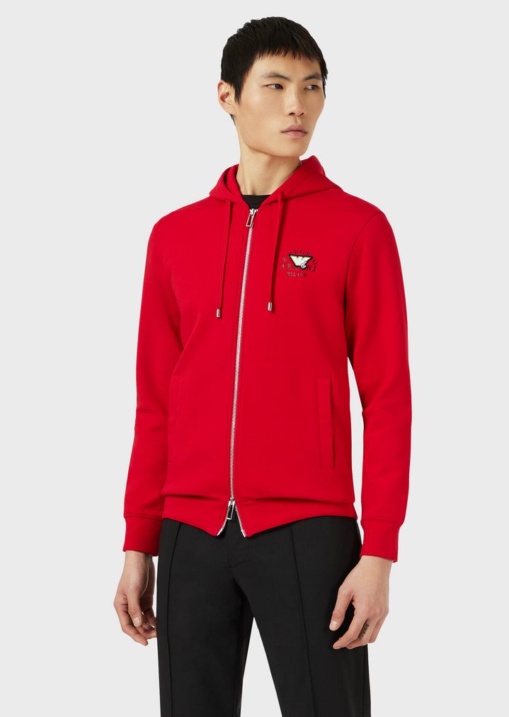 Sweatjacke mit Reißverschluss und Kapuze mit Emoticon-Patch Sweatjacke mit Reißverschluss und Kapuze mit Emoticon-Patch