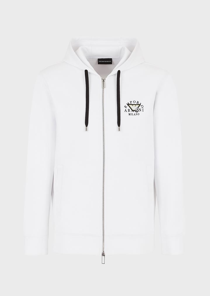 Sweatjacke mit Reißverschluss und Kapuze mit Emoticon-Patch Sweatjacke mit Reißverschluss und Kapuze mit Emoticon-Patch