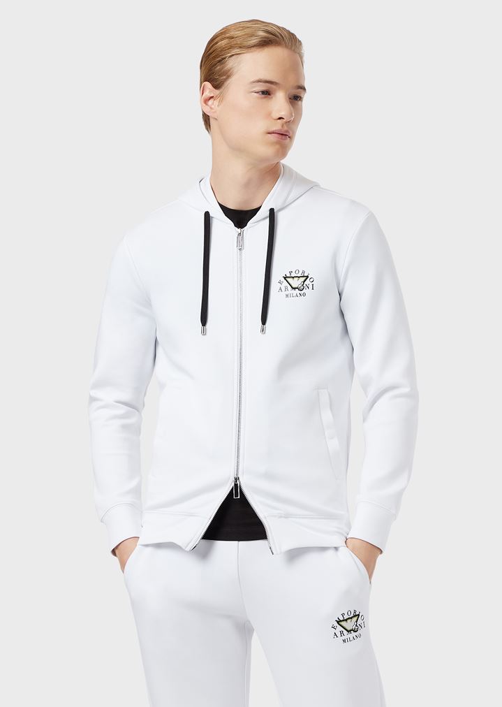 Sweatjacke mit Reißverschluss und Kapuze mit Emoticon-Patch Sweatjacke mit Reißverschluss und Kapuze mit Emoticon-Patch