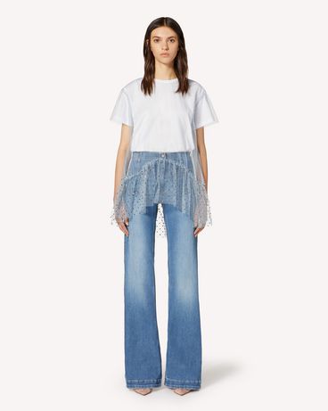 REDValentino T-shirt en tulle à pois scintillants