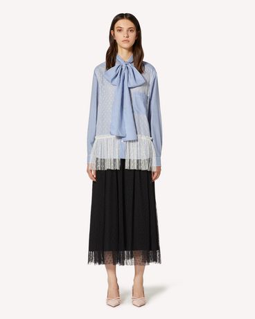 REDValentino Camicia in bastoncino di cotone seta e tulle point d'esprit