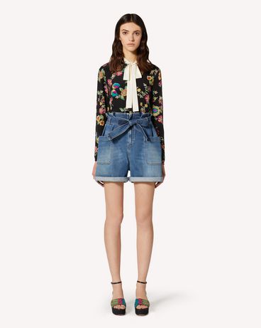 REDValentino Silk top with Flower and Butterflies print