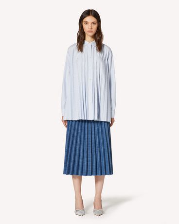 REDValentino Camicia plissè in cotone rigato