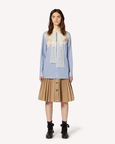 REDValentino Camicia in bastoncino di cotone seta e tulle point d'esprit