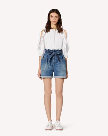 REDValentino Ruffles detail cotton poplin top