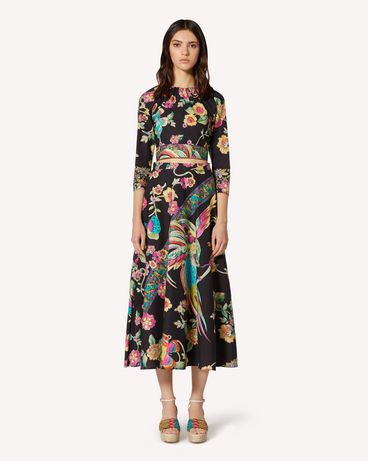REDValentino Cotton poplin top with Bird of Paradise in the Forest print