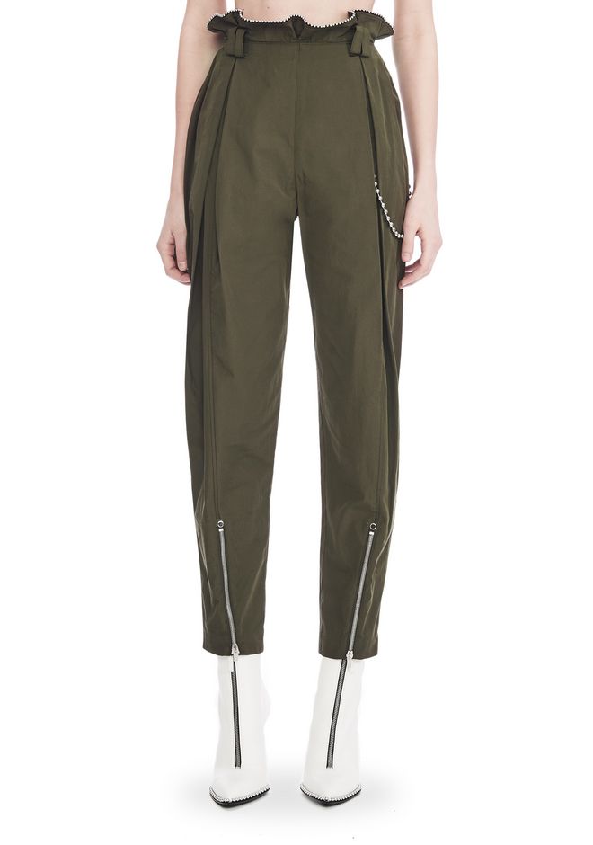 ALEXANDER WANG HIGH WAISTED ARMY PANTS WITH BALLCHAIN