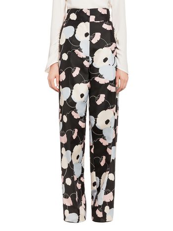 Marni Cotton silk pants with Havana print Woman