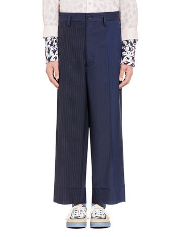 Marni Blue pants in pinstripe wool Man