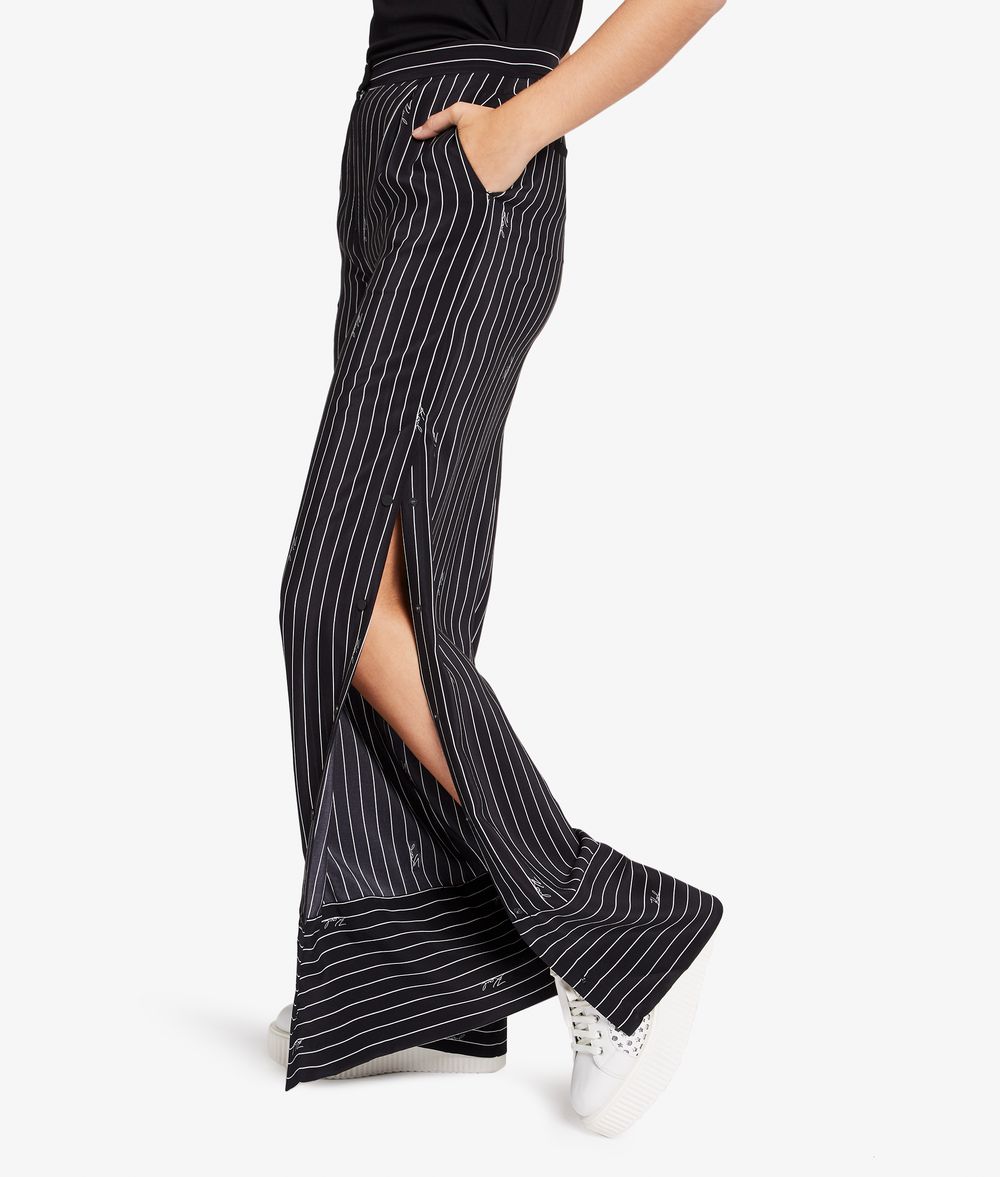 KARL LAGERFELD Seidenhose mit Nadelstreifen und weitem Bein Hose Damen f