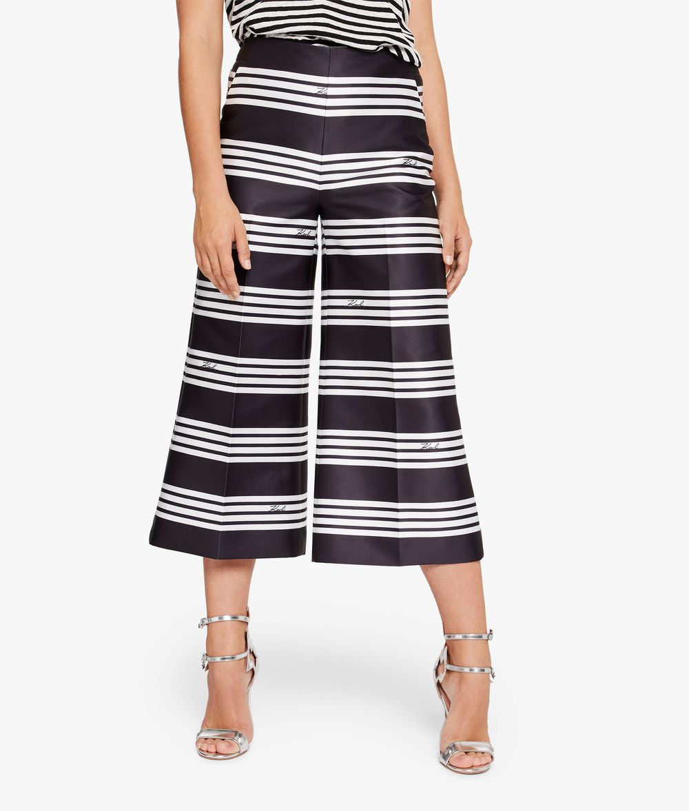 KARL LAGERFELD Streifen-Culottes aus Seide Hose Damen d