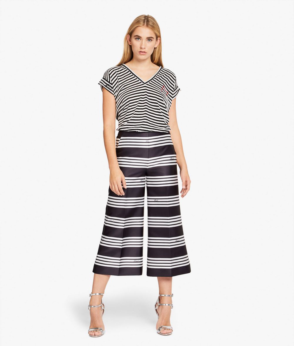 KARL LAGERFELD Streifen-Culottes aus Seide Hose Damen f