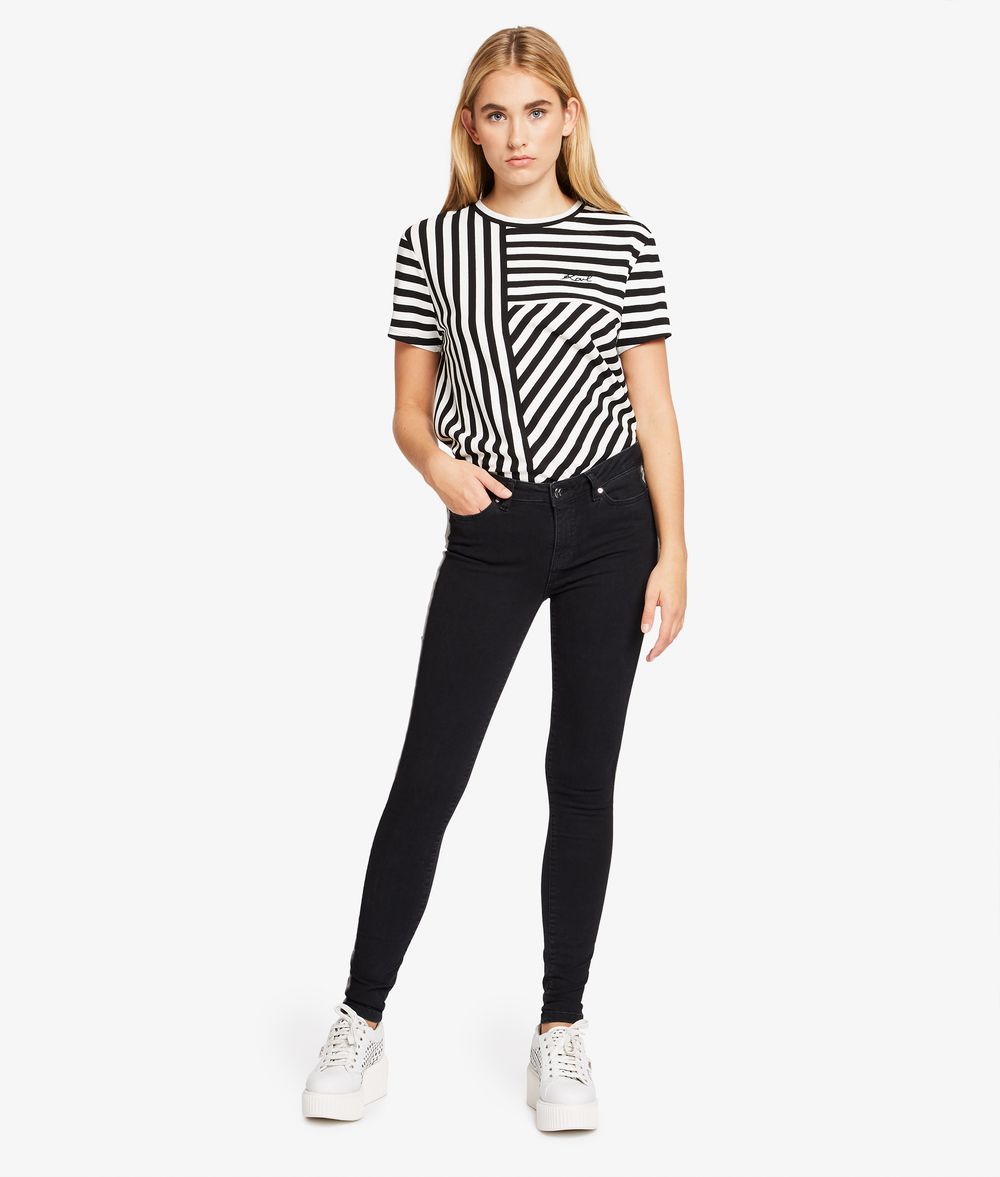 KARL LAGERFELD Skinny Jeans mit Galonstreifen Hose Damen d