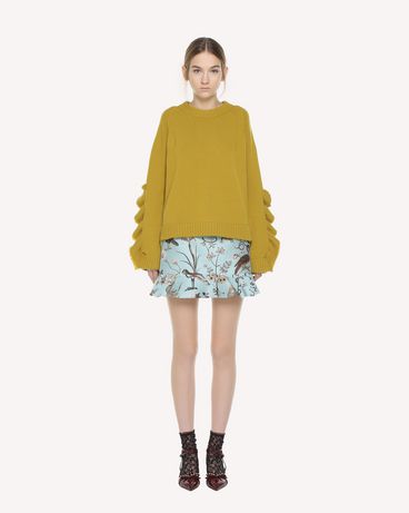 REDValentino Ruffle detailed Flora and Fauna brocade shorts