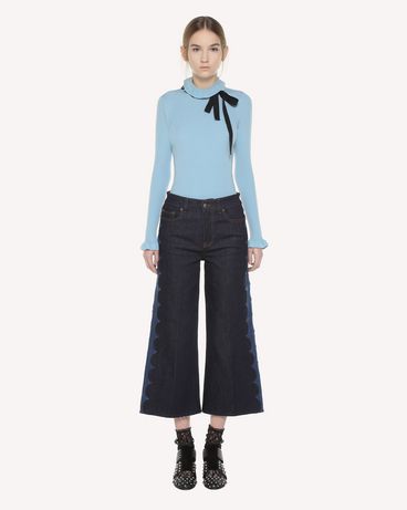 REDValentino Denim pants with embroidered scallop detail