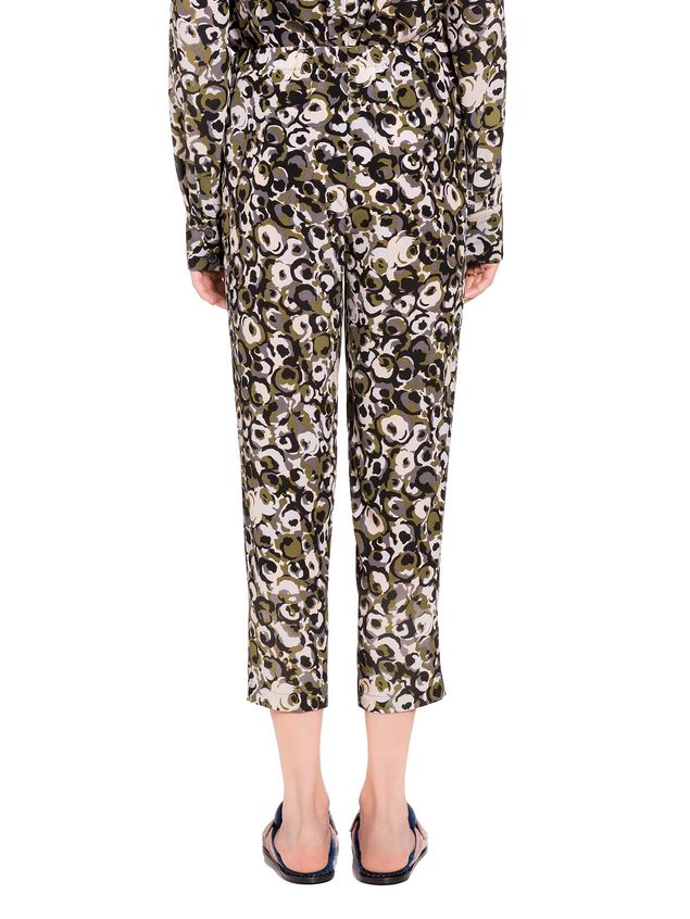 Pants Marni Marken print pants in silk crepe Woman