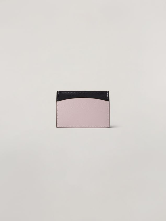 Wallet Marni Saffiano calfskin card case black and pink Woman