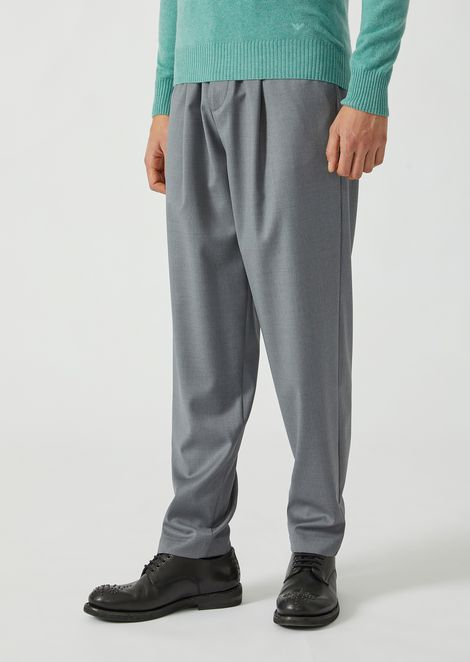 Men S Pants Emporio Armani Drawstring Trousers In Lightweight Wool