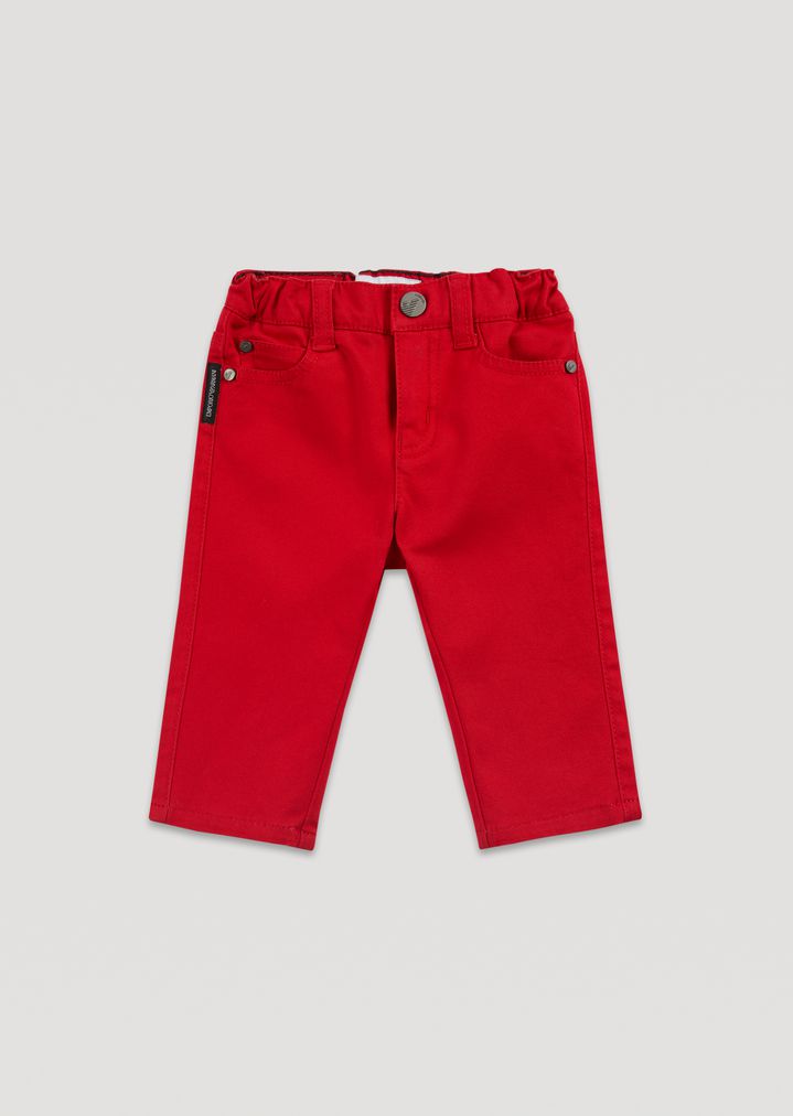 Vaqueros de gabardina de algodón elástico con logotipo Vaqueros de gabardina de algodón elástico con logotipo