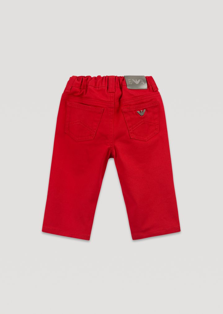 Vaqueros de gabardina de algodón elástico con logotipo Vaqueros de gabardina de algodón elástico con logotipo