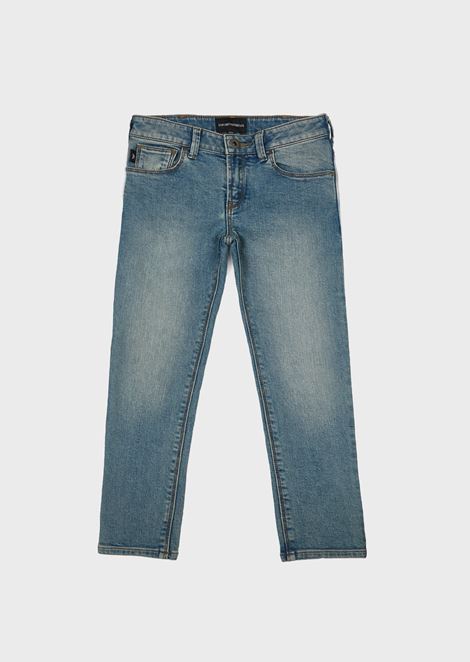 Sandblasted denim jeans