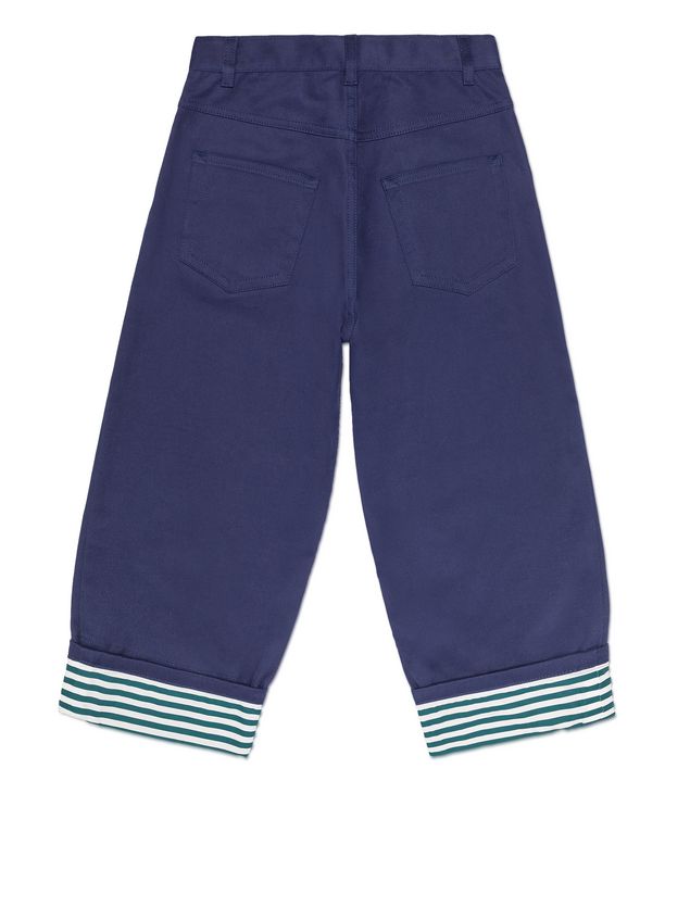 Pants Marni BLUE COTTON PANTS WITH CONTRAST TURN-UPS Man