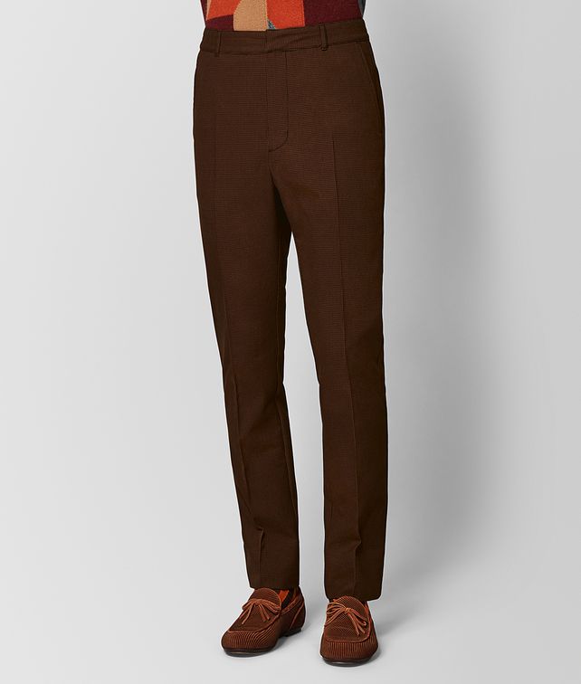 BOTTEGA VENETA DARK LEATHER/NERO WOOL PANT Pants and Shorts Man fp