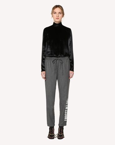 REDValentino Loose stretch flannel pants with “Forget Me Not” print