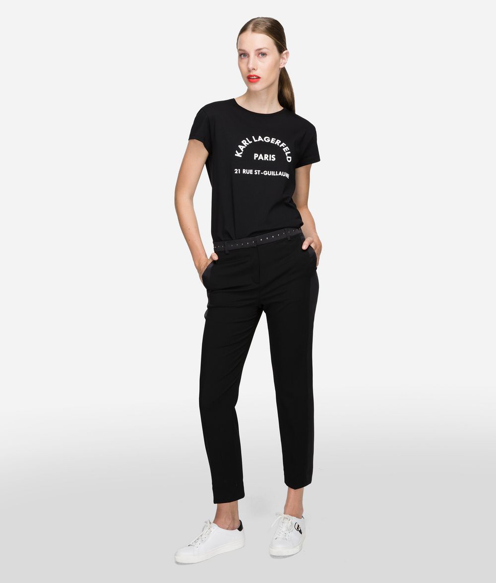 KARL LAGERFELD Hose im Smoking-Stil aus Wolle und Satin Hose Damen d