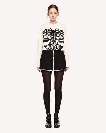 REDValentino Shorts in Wool Cloth with Ornamental Frame embroidery