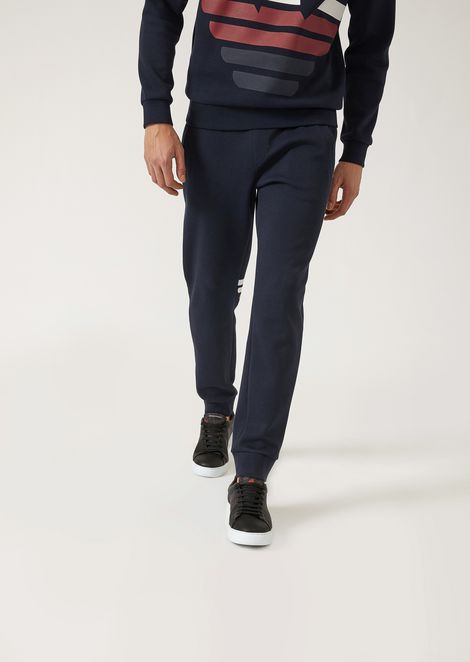 Men S Pants Emporio Armani Fleece Joggers With Logo Print On The Back