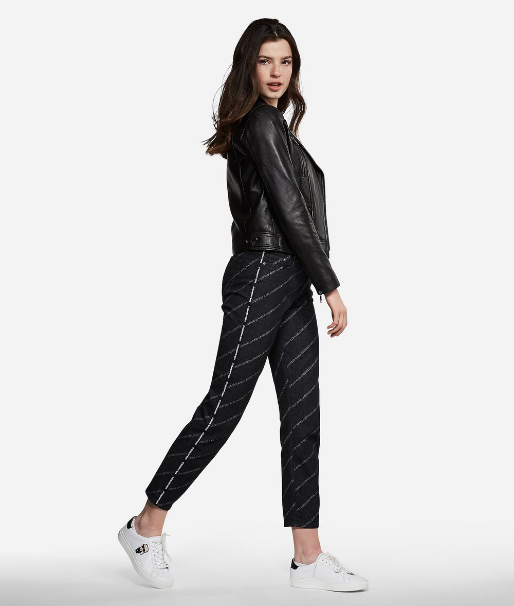 KARL LAGERFELD Jeans mit geradem Bein und Logoprint Hose Damen d