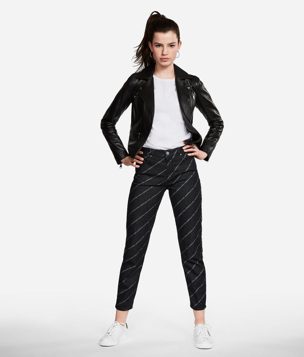 KARL LAGERFELD Jeans mit geradem Bein und Logoprint Hose Damen f
