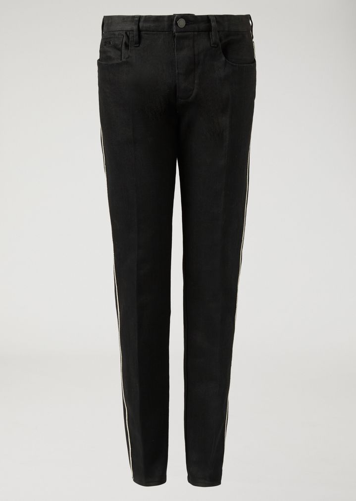 Vaqueros de corte ajustado de denim de 12 onzas con orillo en los laterales Vaqueros de corte ajustado de denim de 12 onzas con orillo en los laterales