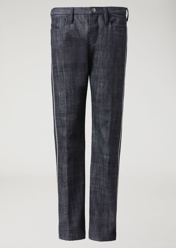 Vaqueros de corte ajustado de denim de 12 onzas con orillo en los laterales Vaqueros de corte ajustado de denim de 12 onzas con orillo en los laterales