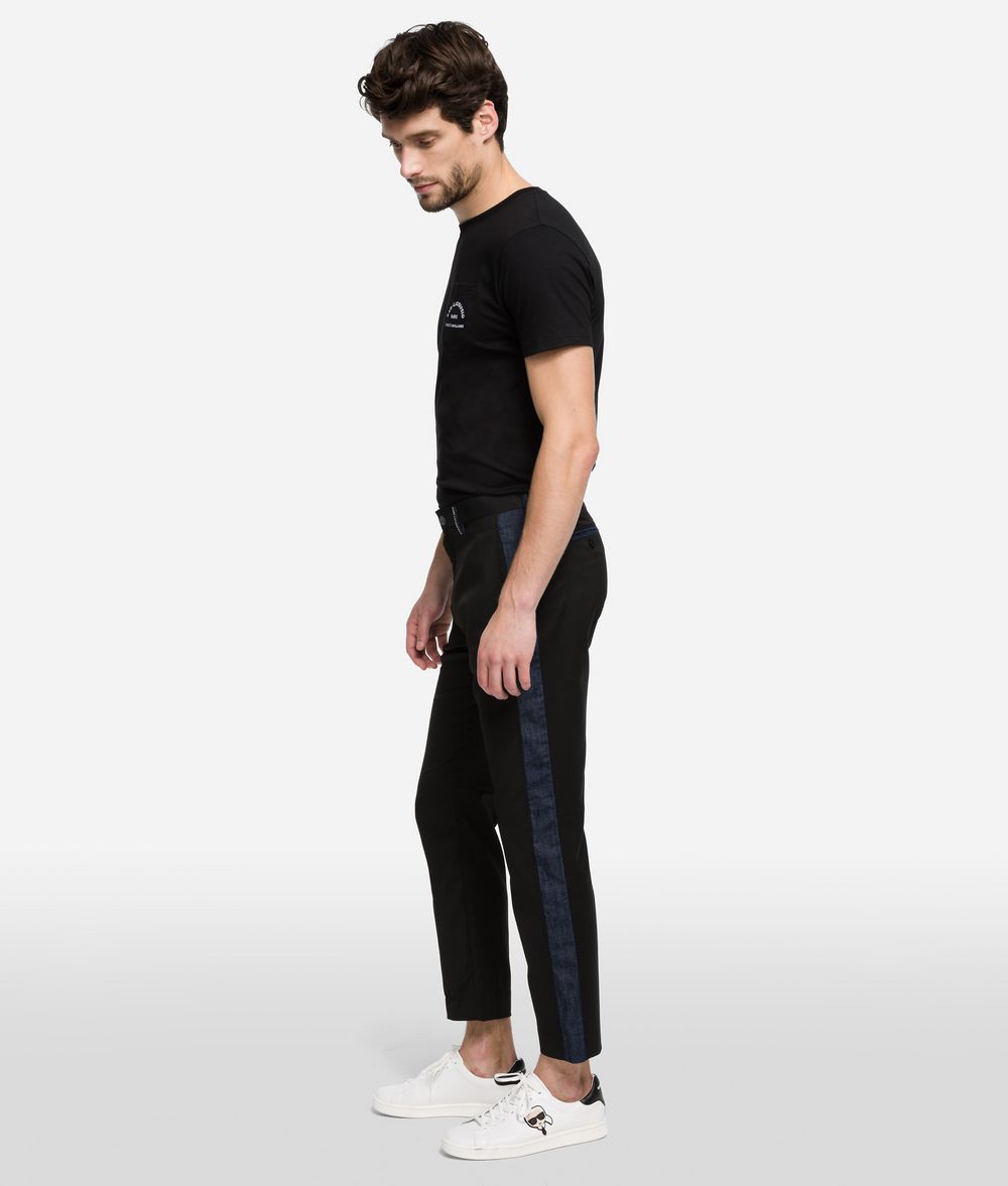 KARL LAGERFELD Wool Chinos with Side Stripe Pants Man d
