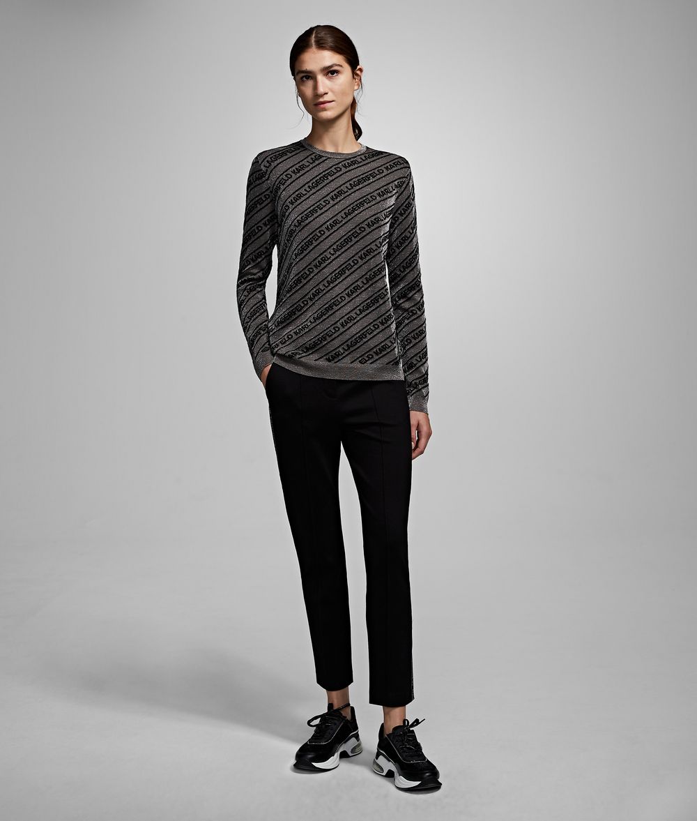 KARL LAGERFELD Ponte di Roma Pants with Logo Tape Pants Woman f