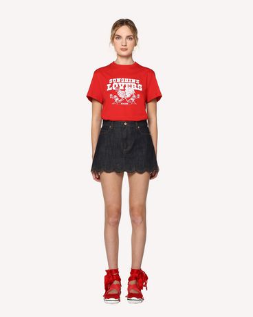 REDValentino Scallop detail denim mini skirt