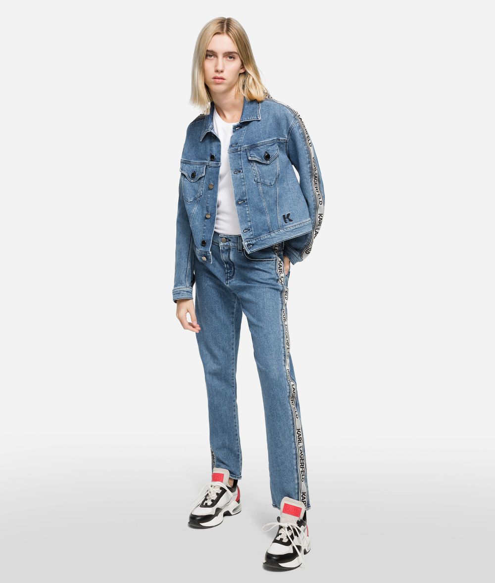KARL LAGERFELD Logo Tape Denim Pants Woman f