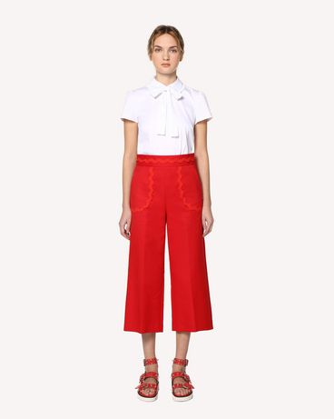 REDValentino Cotton cady cropped pants with zagana ribbon detail