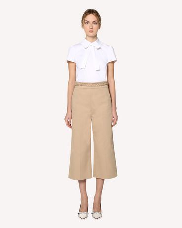 REDValentino Pantaloni cropped in gabardine di cotone con dettaglio treccia
