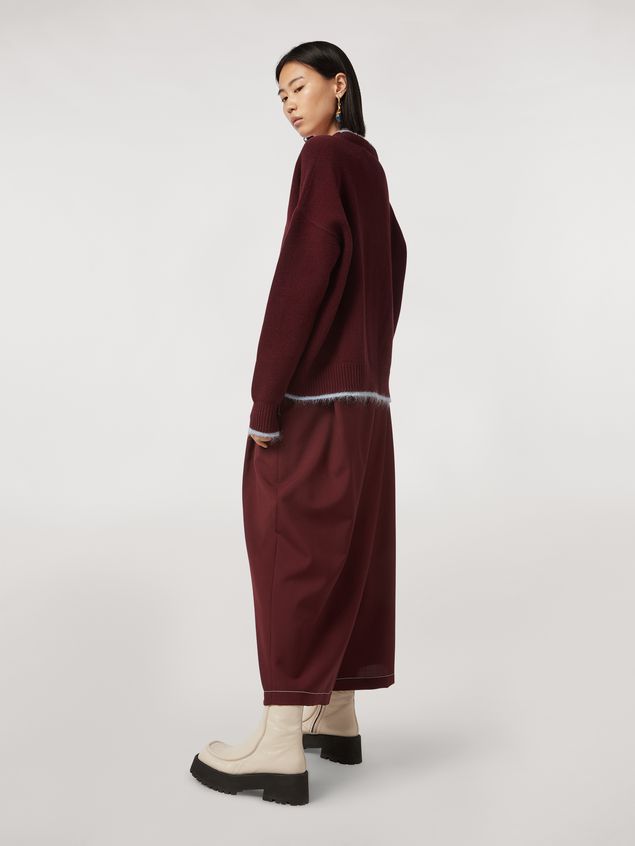 Trouser Marni Criss-cross tropical wool trousers burgundy Woman
