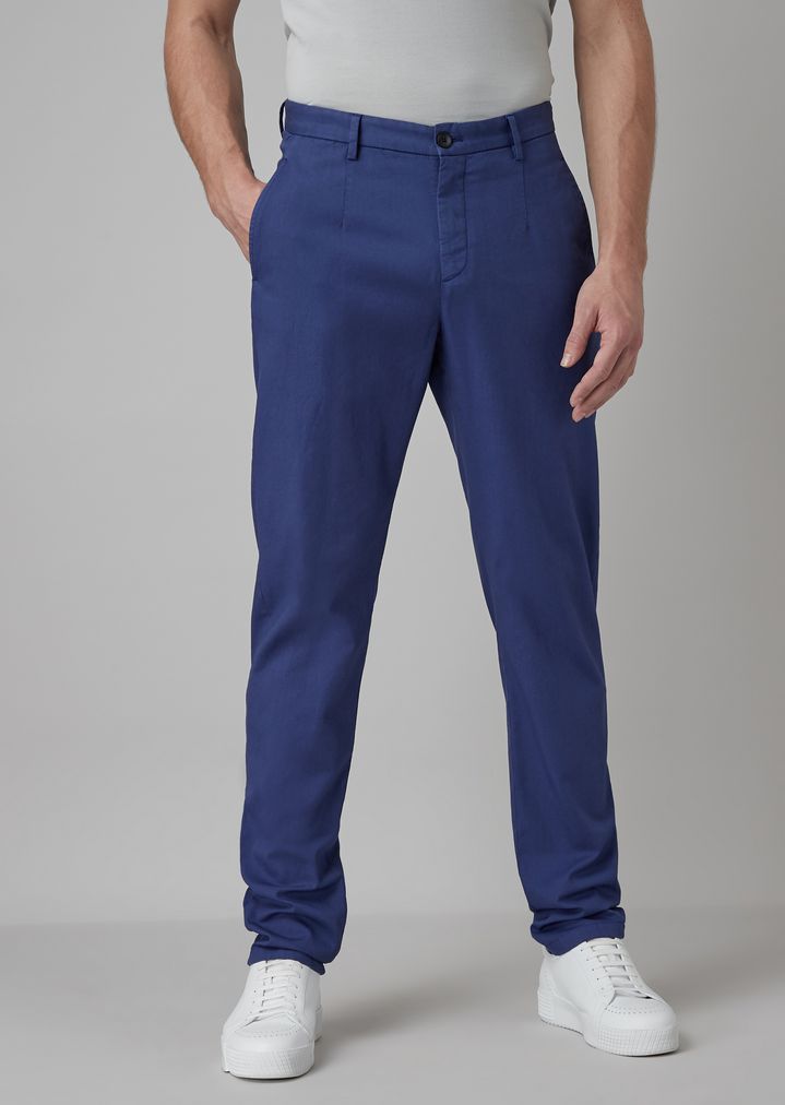 Pants in garment-dyed stretch cotton natté Pants in garment-dyed stretch cotton natté
