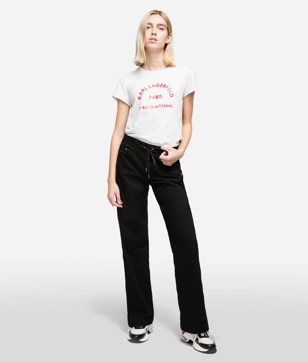 KARL LAGERFELD Sporty Logo Denim Pants Woman f