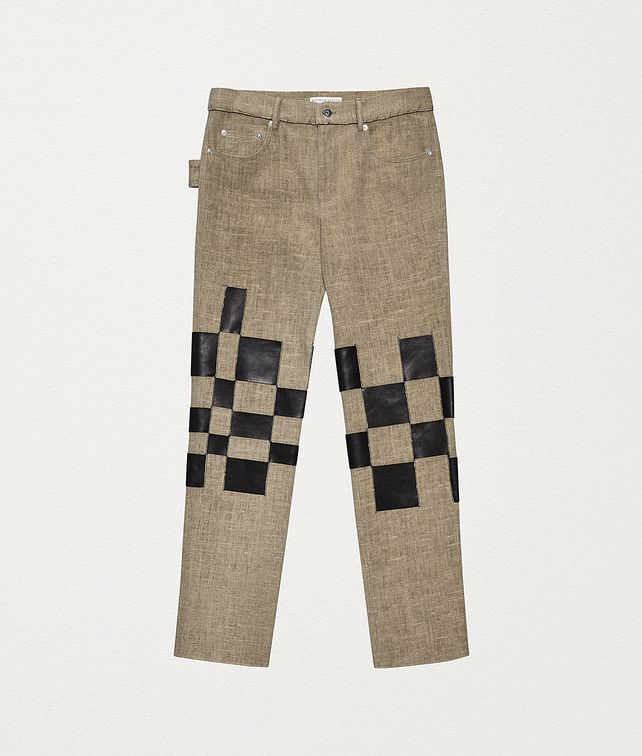 BOTTEGA VENETA TROUSERS IN LINEN AND NAPPA Trousers and Shorts Woman fp
