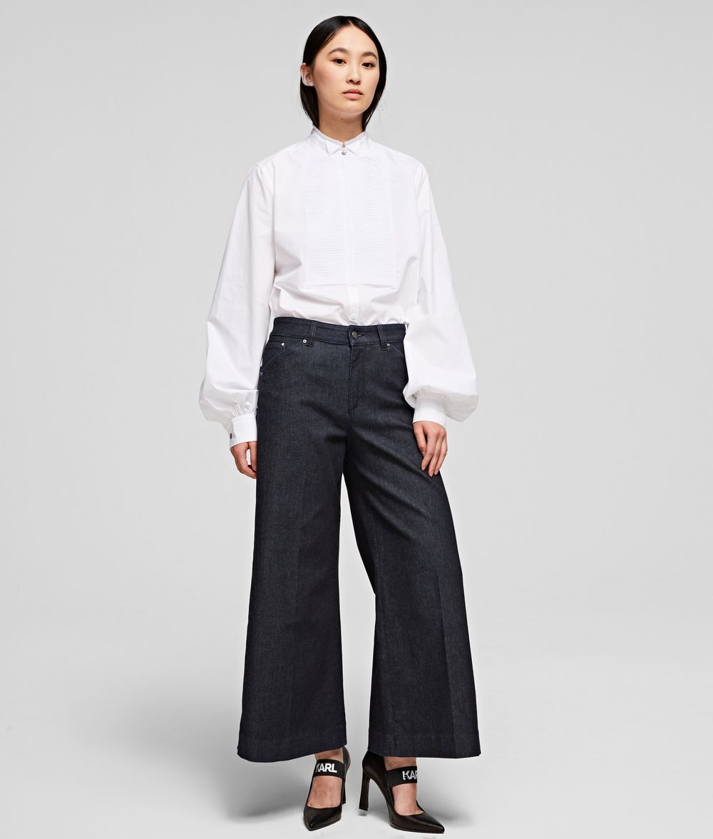 KARL LAGERFELD Tailored Denim Culottes Pants Woman f