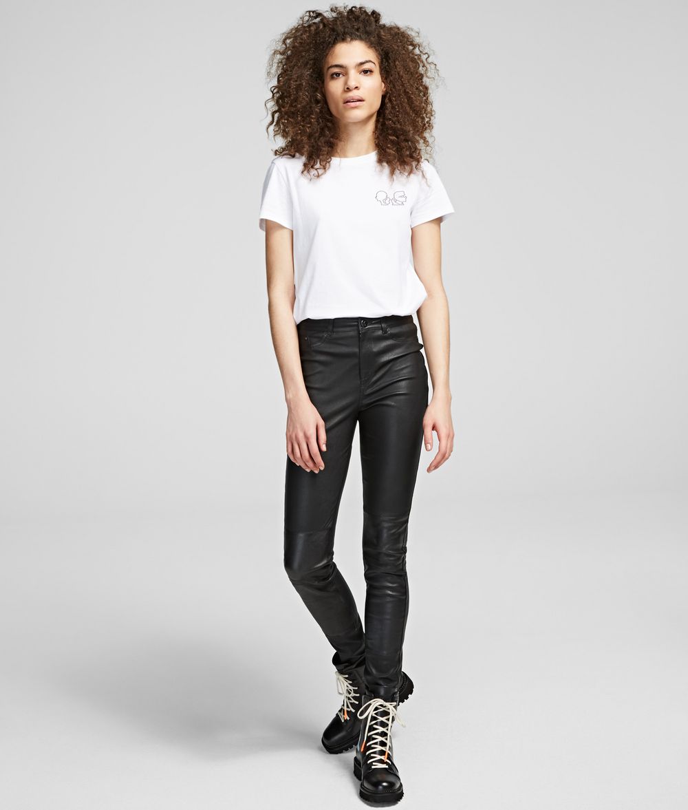 KARL LAGERFELD Leather & Patent Biker Pants Pants Woman d